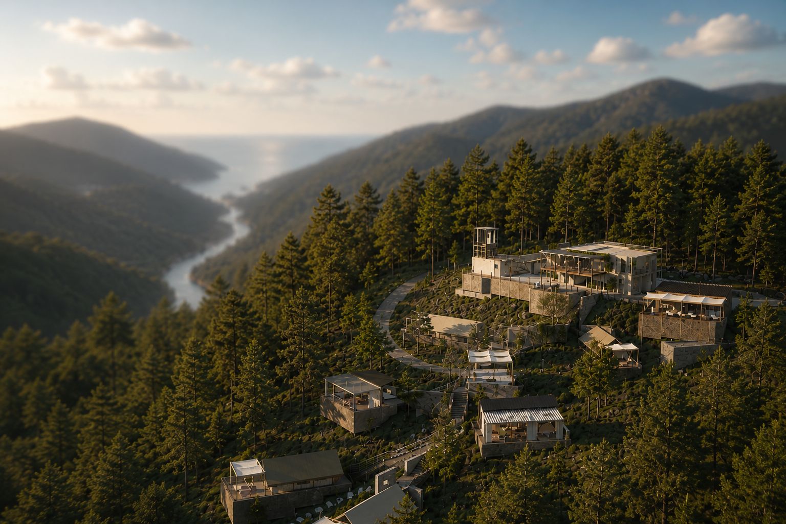 The slope and the river from above