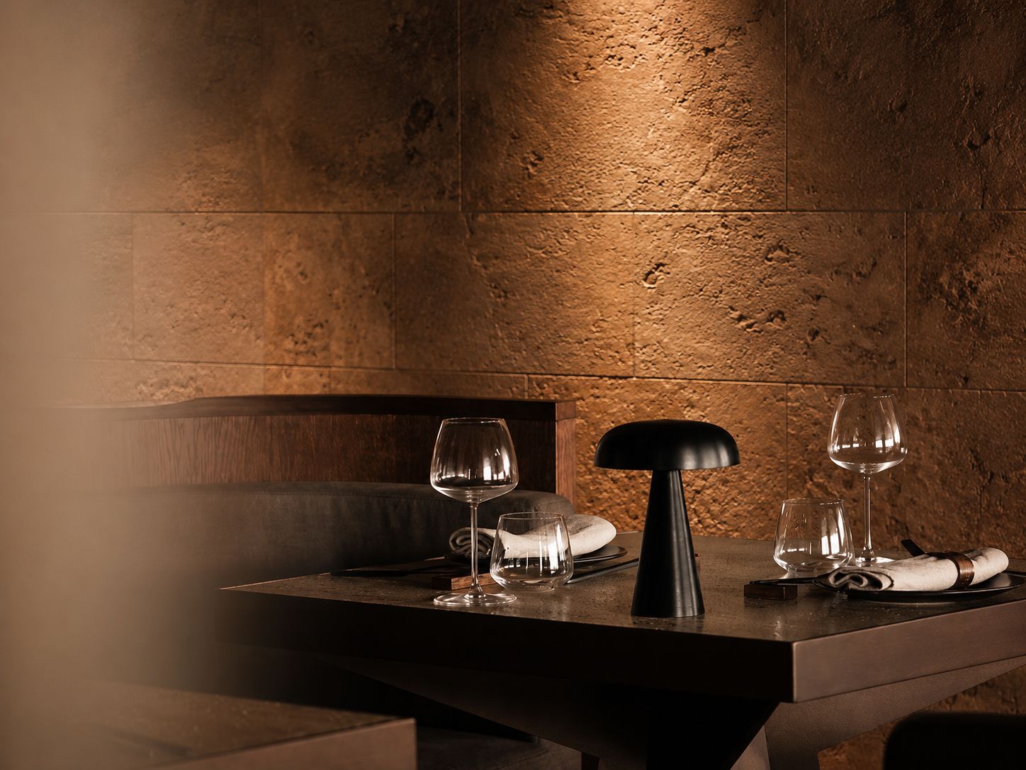 A table set for dinner at Tqe