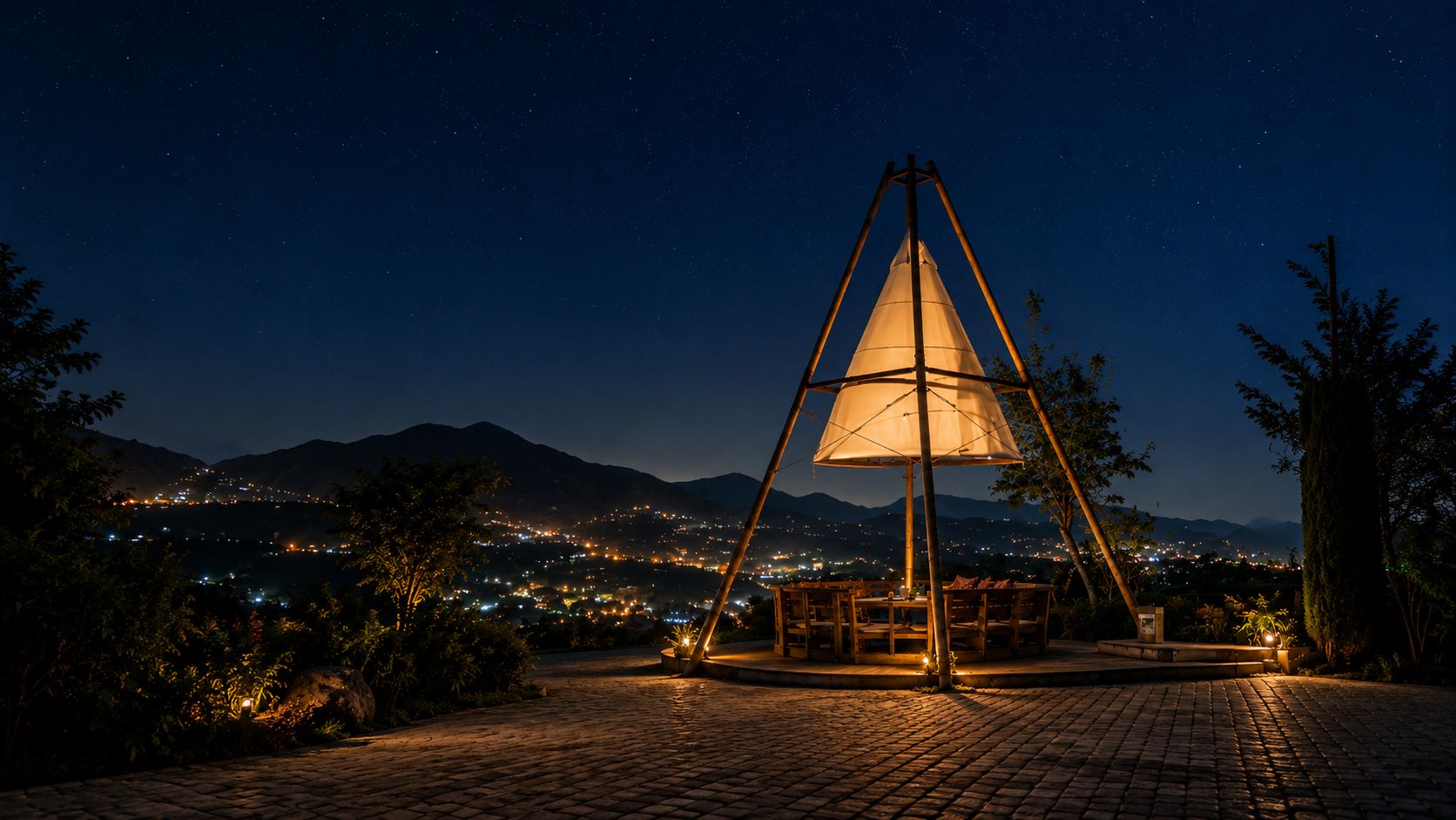 The BAGHI entrance at night