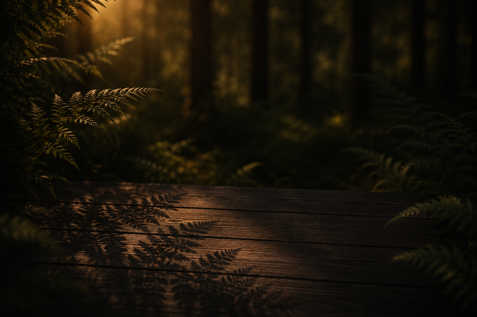 A Tent Lodge terrace, framed by fern and the deck