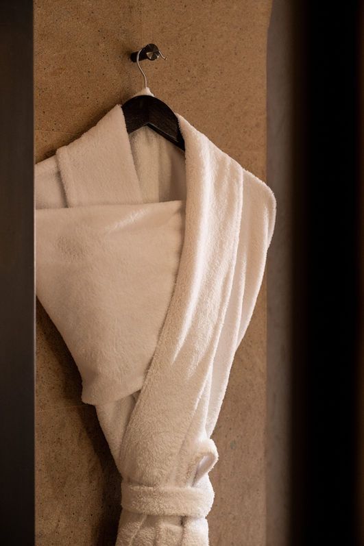A linen robe in the lodge