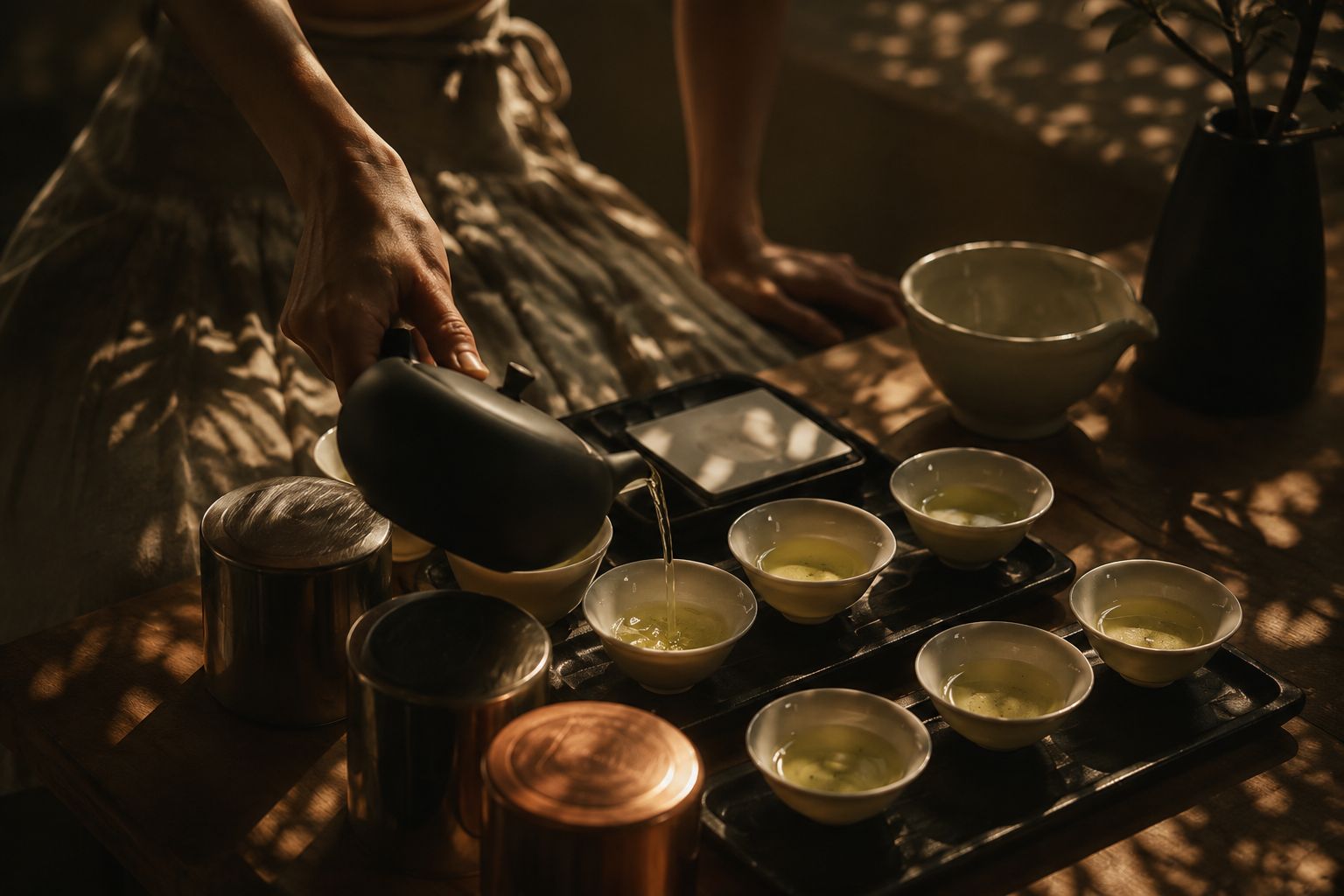 The tea ritual on the terrace