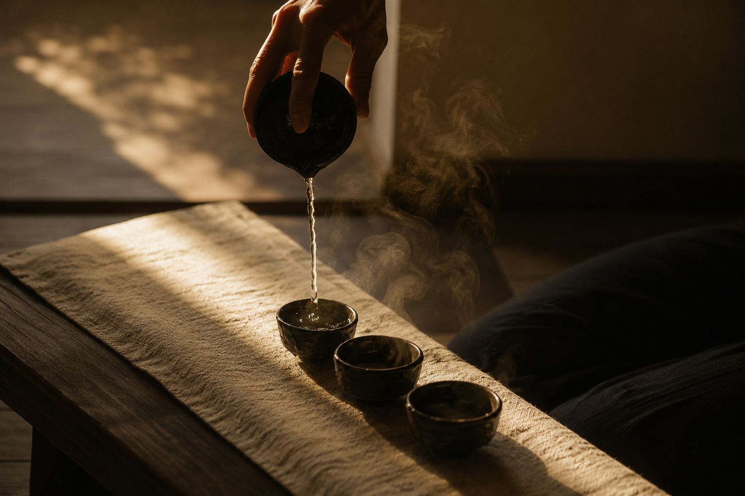 Detox: herbal tea poured on the terrace
