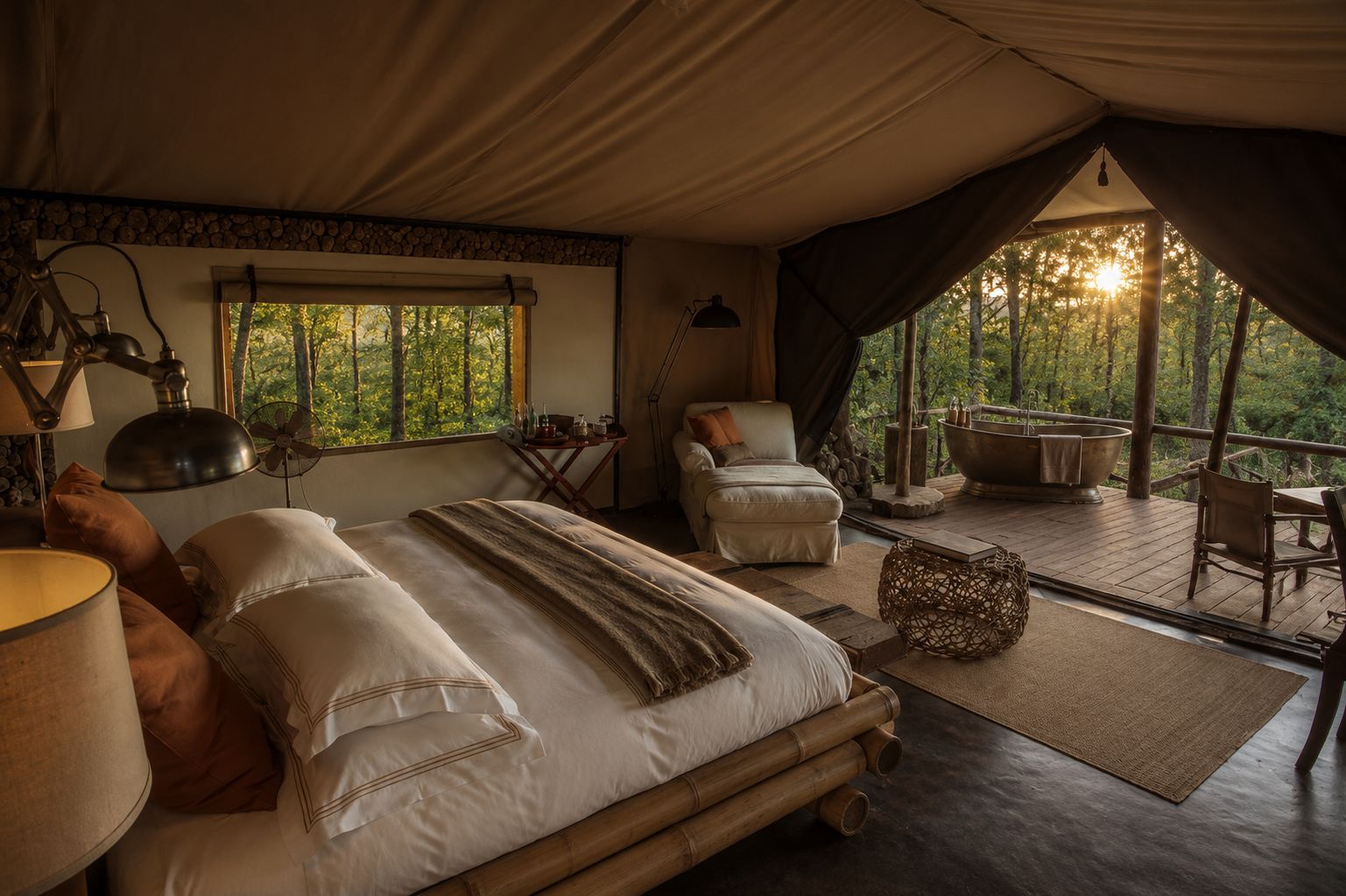 Inside the Tent Lodge at sunset