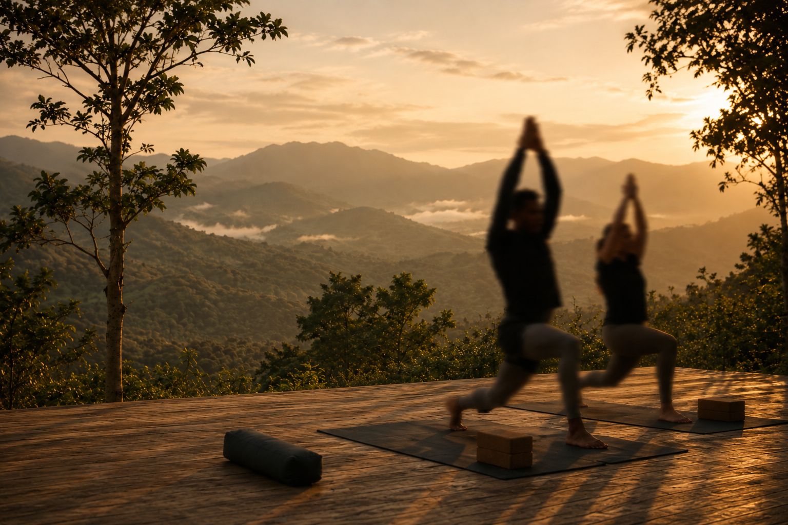 Sunset yoga on the deck